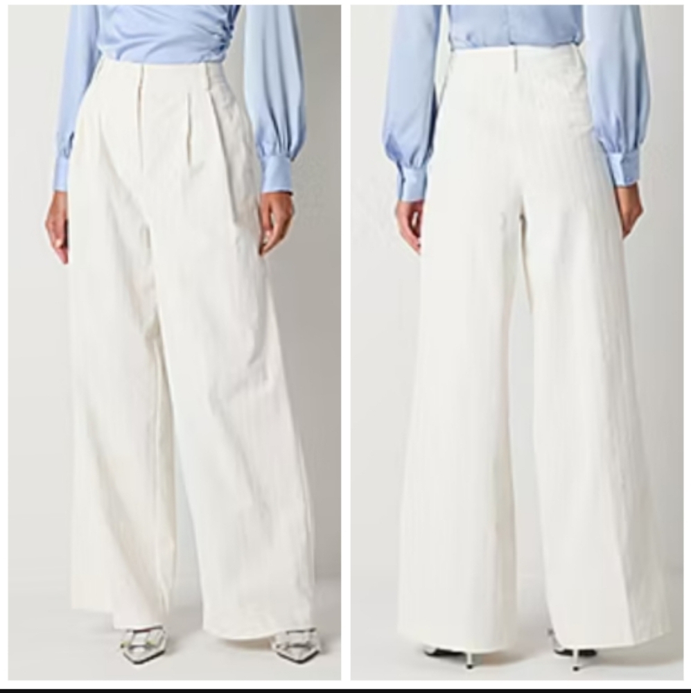 NWT Worthington Wide-Leg Pants in Off-White/Cream pleated